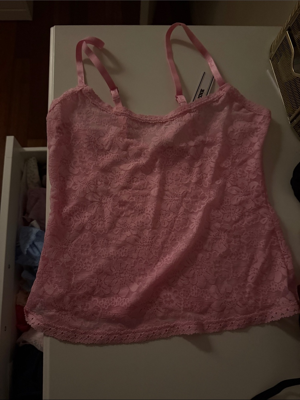PINK Victoria's Secret Light Pink Floral Lace Camisole